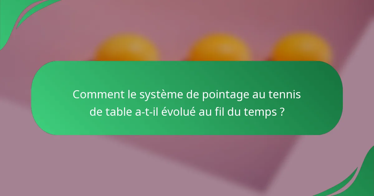 Comment le système de pointage au tennis de table a-t-il évolué au fil du temps ?