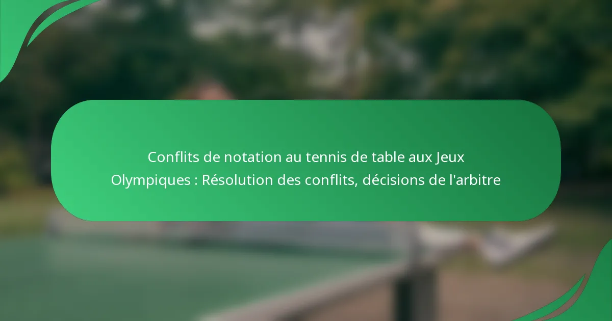 Conflits de notation au tennis de table aux Jeux Olympiques : Résolution des conflits, décisions de l’arbitre