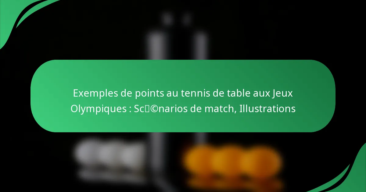 Exemples de points au tennis de table aux Jeux Olympiques : Scénarios de match, Illustrations