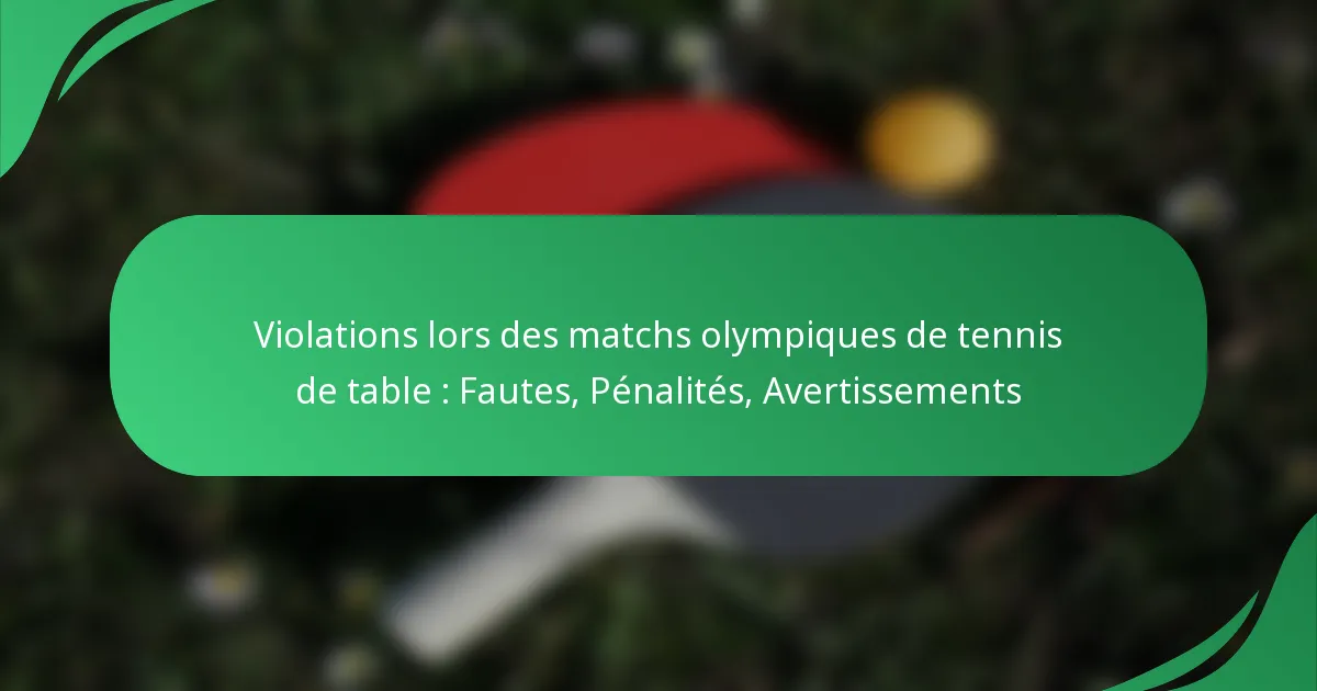 Violations lors des matchs olympiques de tennis de table : Fautes, Pénalités, Avertissements